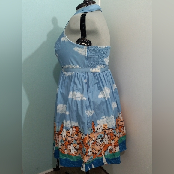Modcloth Greek Skyline Border Print Halter Dress with Belt - Picture 4 of 16